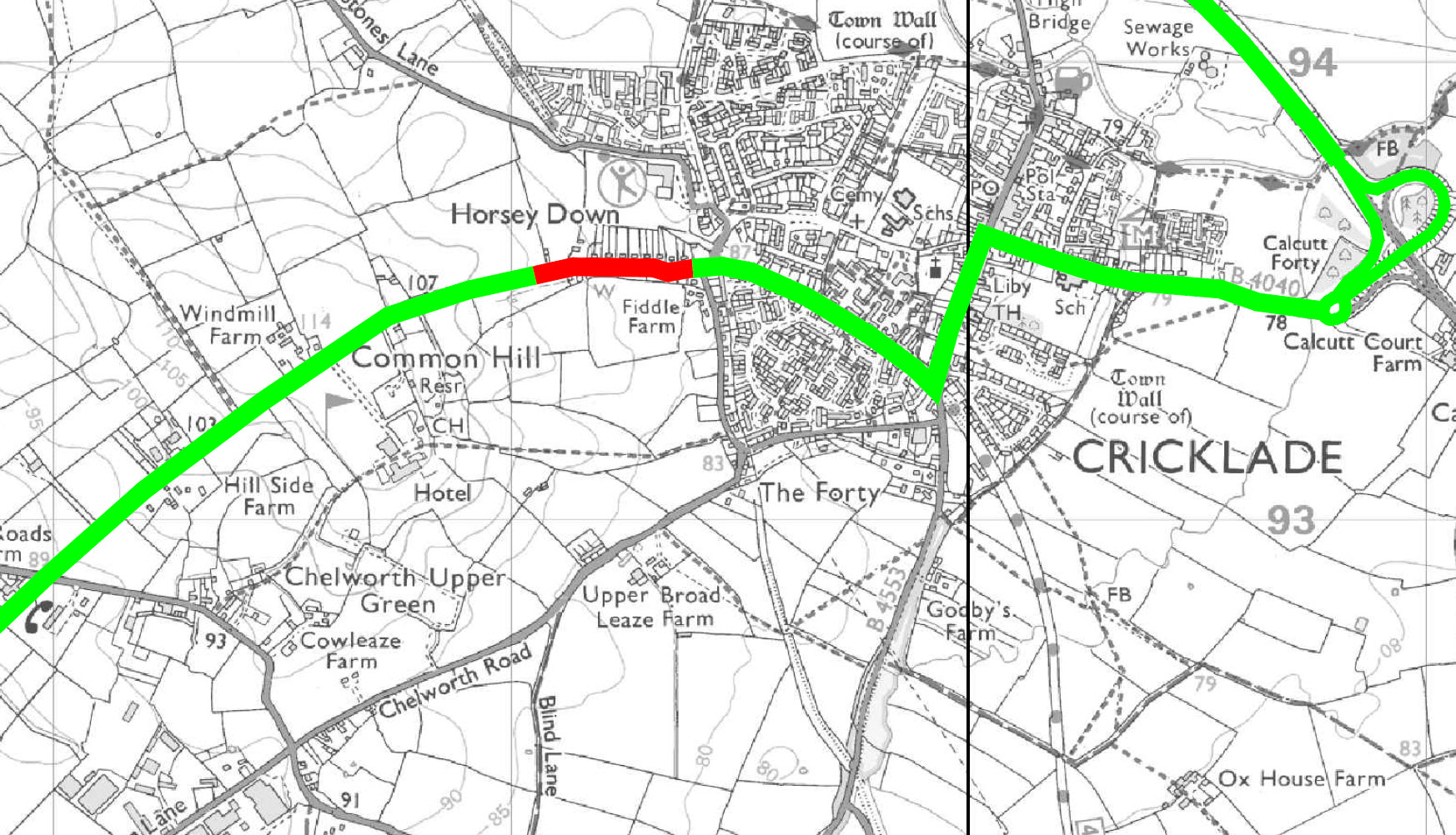 B4040 closure feb 2019 local map